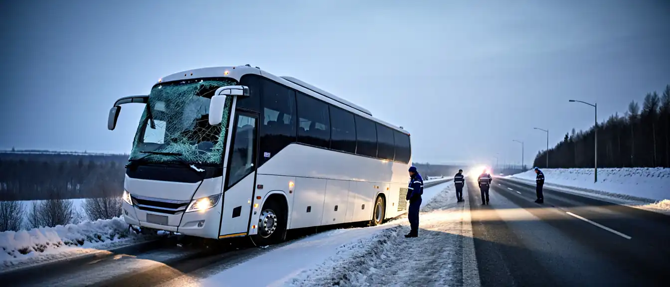 Утренняя авария под Ярославлем: экскурсионный автобус из Москвы перевернулся в кювет