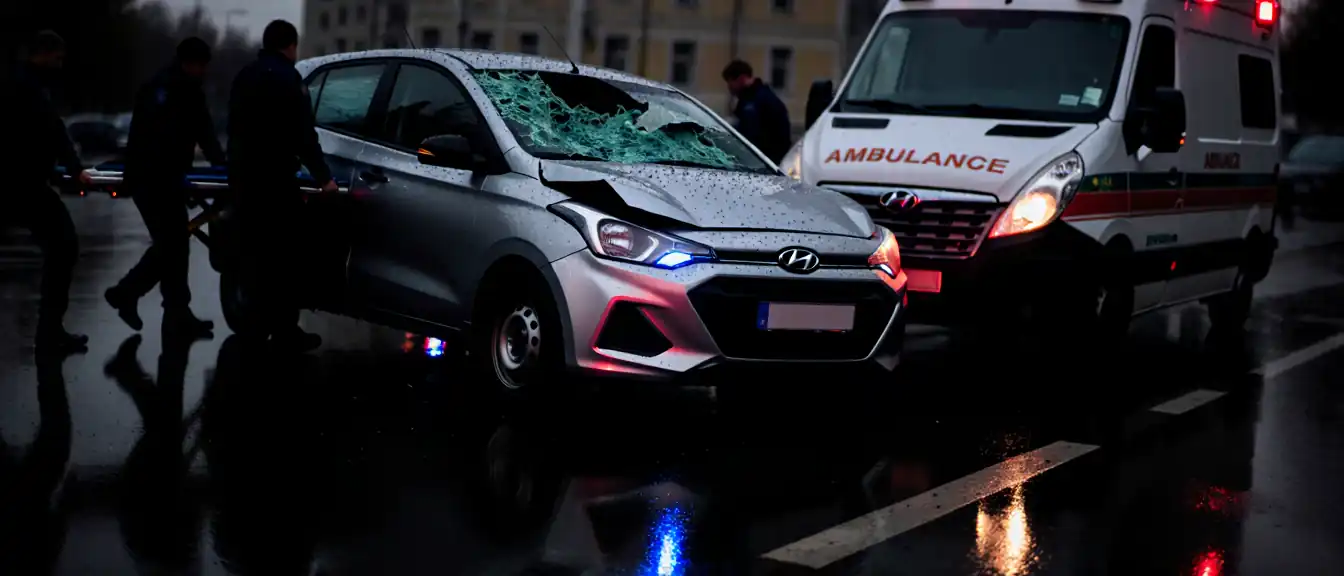 Госпитализация женщины и ребенка после столкновения автомобиля Hyundai Getz с машиной скорой помощи в Пензе