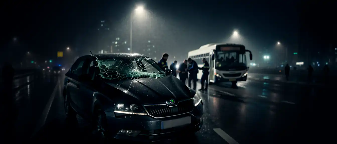 Смертельное столкновение автомобиля Škoda с автобусом на улице 8 Марта в Екатеринбурге привело к гибели водителя