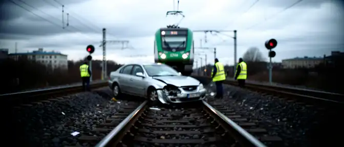 На переезде между Лигово и Стрельном пригородный поезд протаранил легковушку