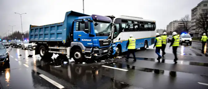 Опасный маневр на улице Суворова: в Ленинске-Кузнецком грузовик протаранил пассажирский автобус