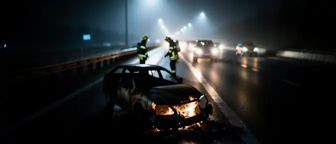 Пожар на 83-м километре МКАД вызвал затруднения в дорожном движении Москвы