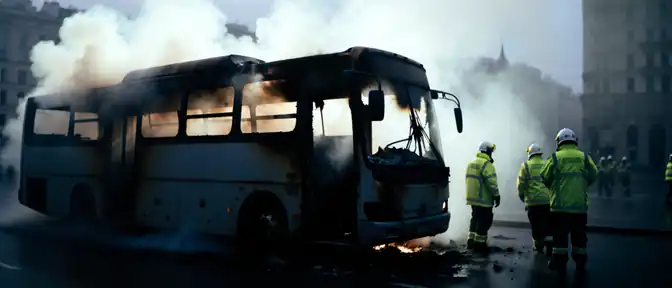 Пожар в автобусе маршрута № 329 на улице Веерной в Москве обошелся без пострадавших