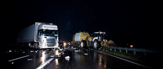 Смертельное столкновение грузовика Scania с дорожной техникой на выезде из Нижнего Новгорода