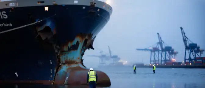 Столкновение круизного лайнера Mein Schiff 3 и контейнеровоза в немецком порту Бремерхафен привело к повреждению судна