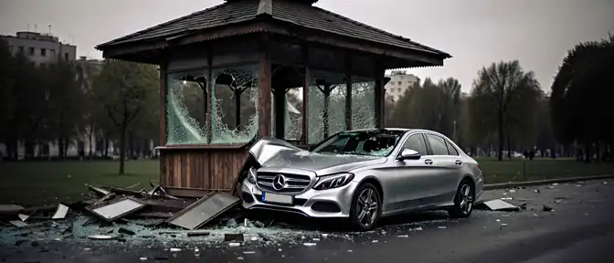 Трое человек получили травмы в результате столкновения автомобиля Mercedes с торговым павильоном в Нижнем Новгороде