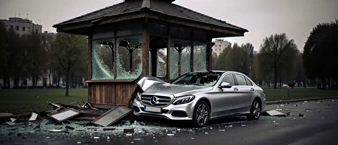 Трое человек получили травмы в результате столкновения автомобиля Mercedes с торговым павильоном в Нижнем Новгороде
