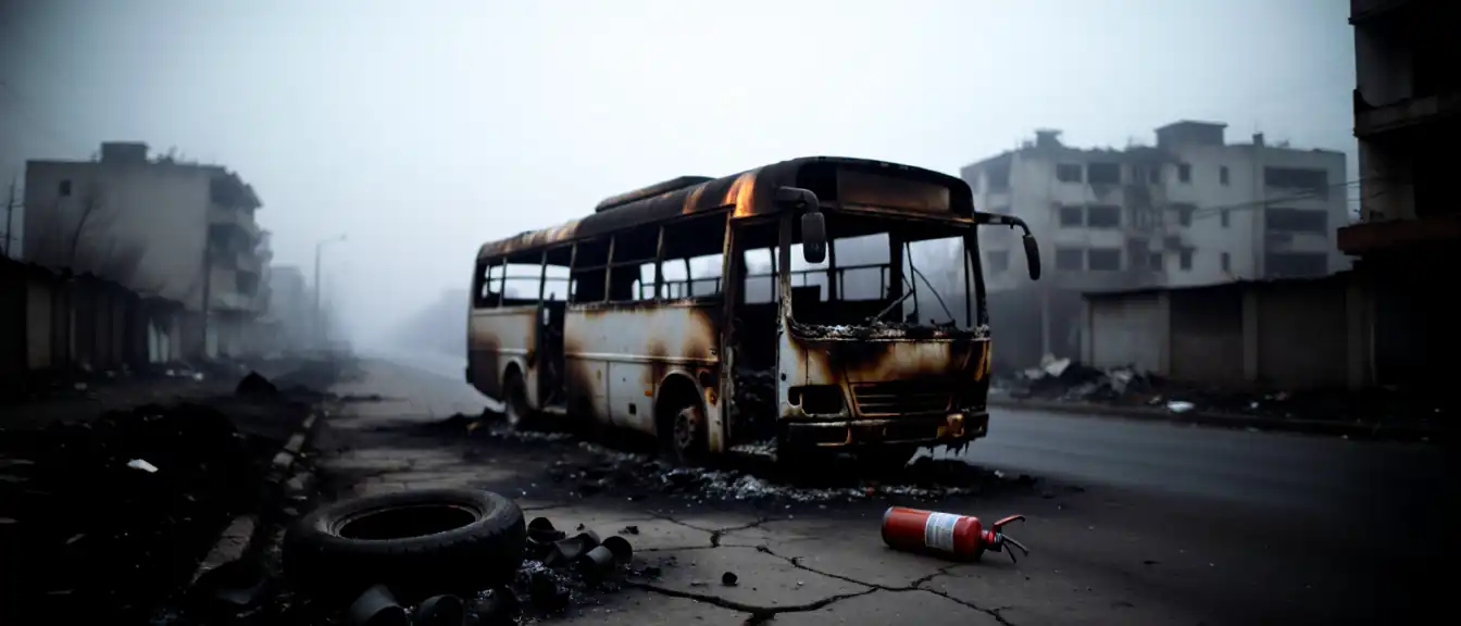 Возгорание пассажирского автобуса произошло в Ворошиловском районе города Донецка